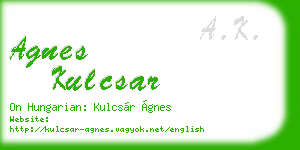 agnes kulcsar business card